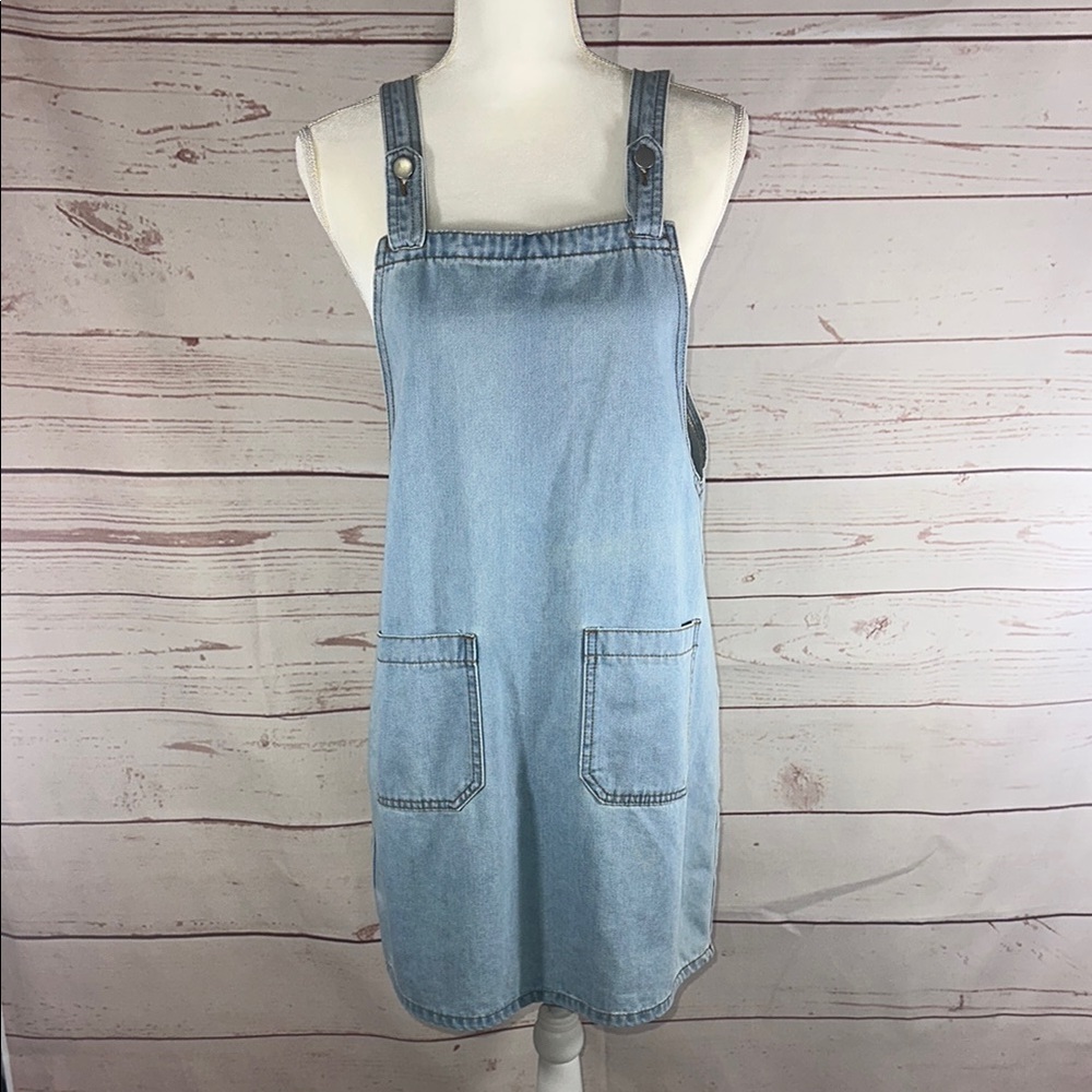 Light Blue Denim Overall Dress